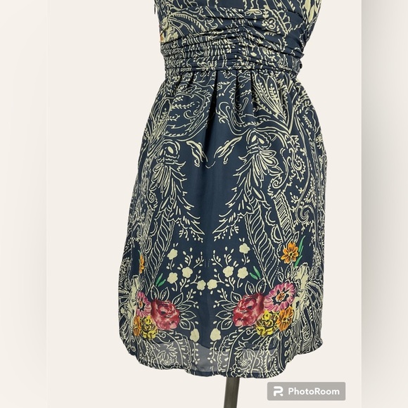 UO Staring At Stars Blue Paisley & Floral Spaghetti Strap Babydoll Dress Women 0 - Picture 8 of 8